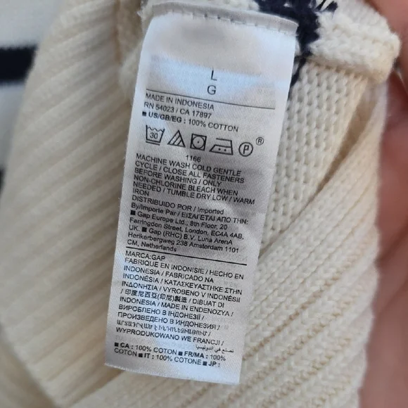 Striped Cream and Black Women's Sweater - Picture 3 of 5